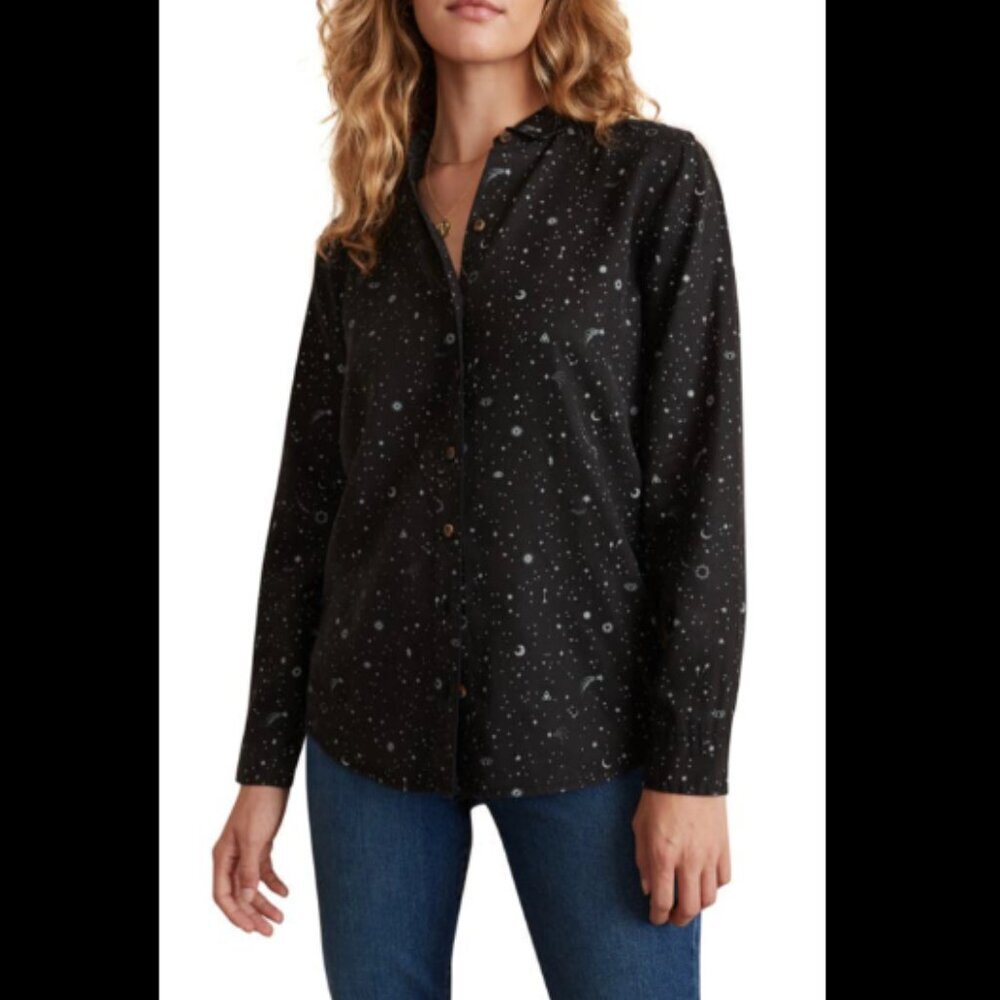 Marine Layer Rebekah Celestial Print Button-up Shirt In Eclipse Size Small